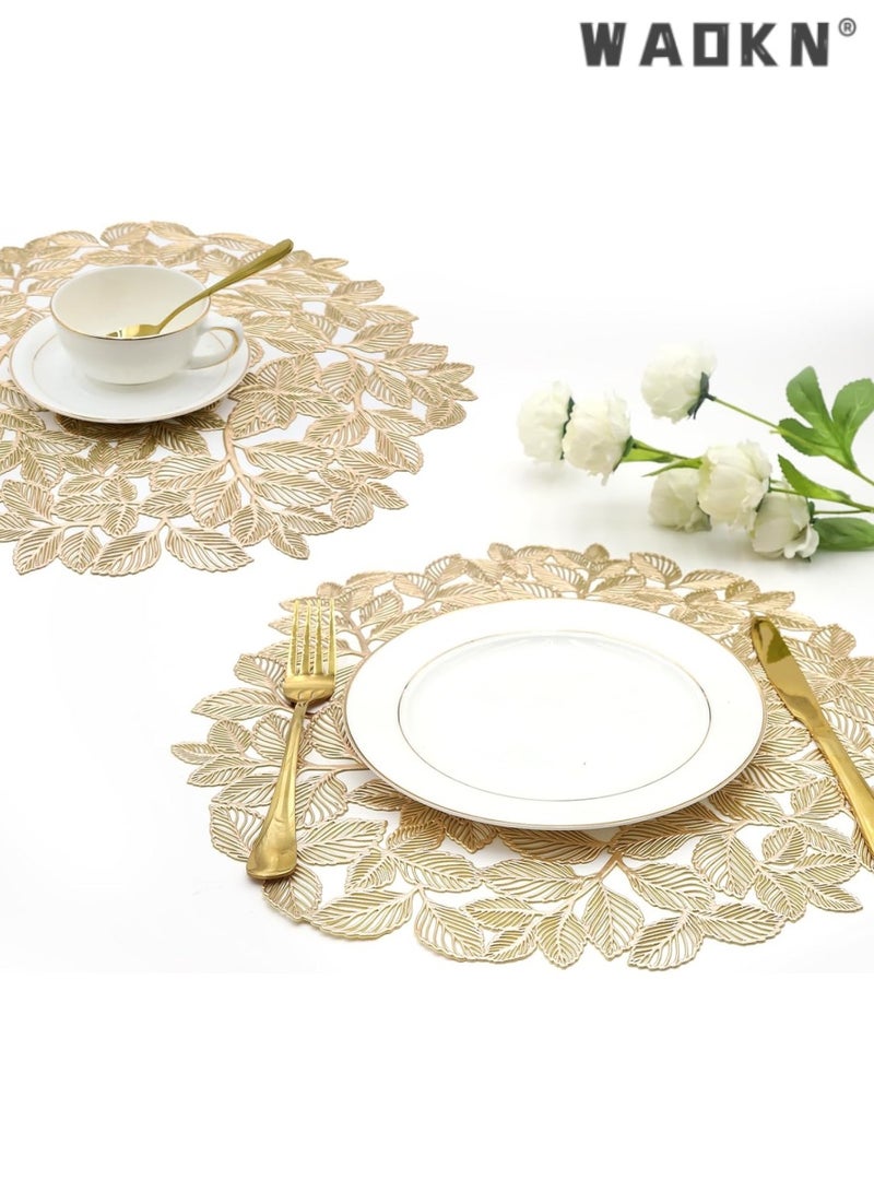 دبليو أيه أو كي أن مجموعة من 6 أجوف المضادة للانزلاق المعادن ديكور الجدول حصيرة ، والتي يمكن استخدامها لتزيين طاولة الطعام والمطبخ . - Image 2