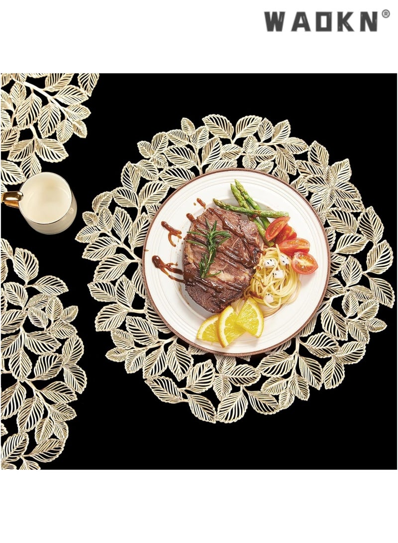 دبليو أيه أو كي أن مجموعة من 6 أجوف المضادة للانزلاق المعادن ديكور الجدول حصيرة ، والتي يمكن استخدامها لتزيين طاولة الطعام والمطبخ . - Image 5