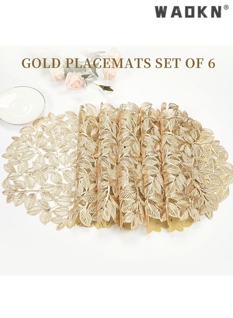 دبليو أيه أو كي أن مجموعة من 6 أجوف المضادة للانزلاق المعادن ديكور الجدول حصيرة ، والتي يمكن استخدامها لتزيين طاولة الطعام والمطبخ . - Image 4