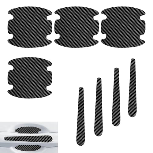 winterrock 8PCS Car Door Handle Scratch Protectors Carbon Fiber Vehicle Doors Handle Cover Guard Protective Film Waterproof Car Door Handles Bowl Sticker Universal Accessory for Most Auto Handles - Image 1