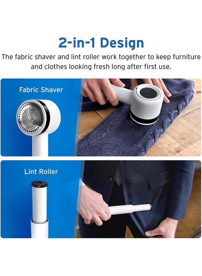 Portable Lint Remover and Fabric Shaver White Size Seven Point Six by Two Point Eight by Three Inches - Image 2