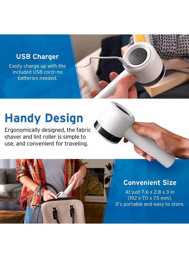 Portable Lint Remover and Fabric Shaver White Size Seven Point Six by Two Point Eight by Three Inches - Image 4