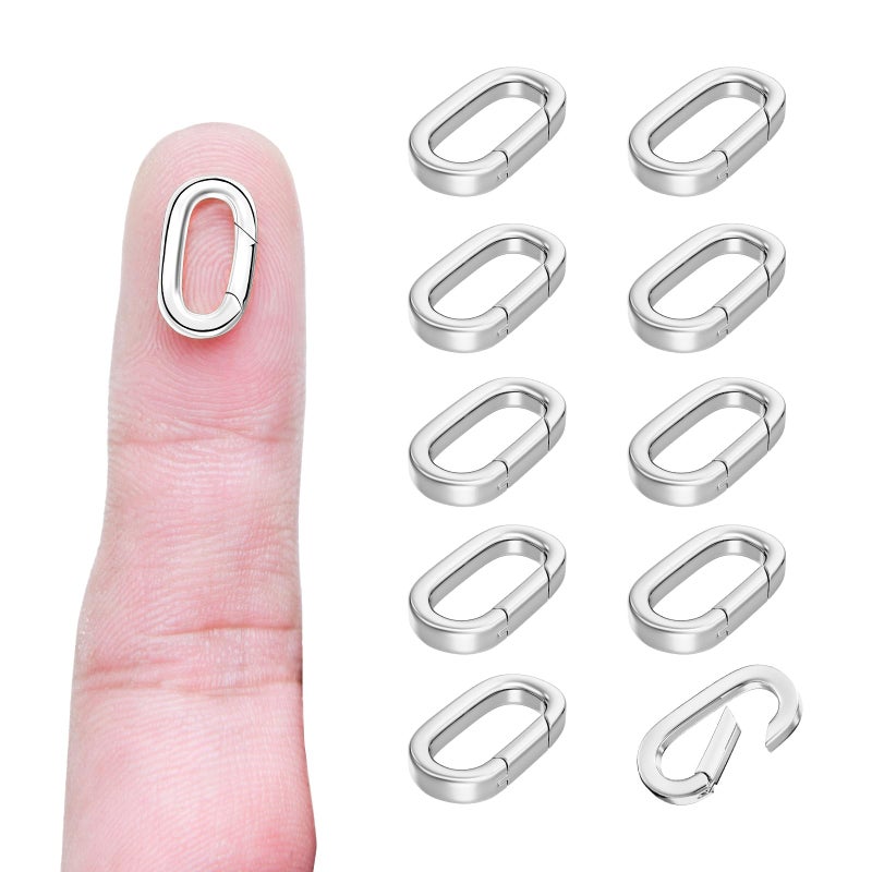 OHINGLT 10Pcs Carabiner Clip Pendant Clasps â€“ Silver Necklace Clasp and Closures, Bracelet Charm Connector for Women - Image 1