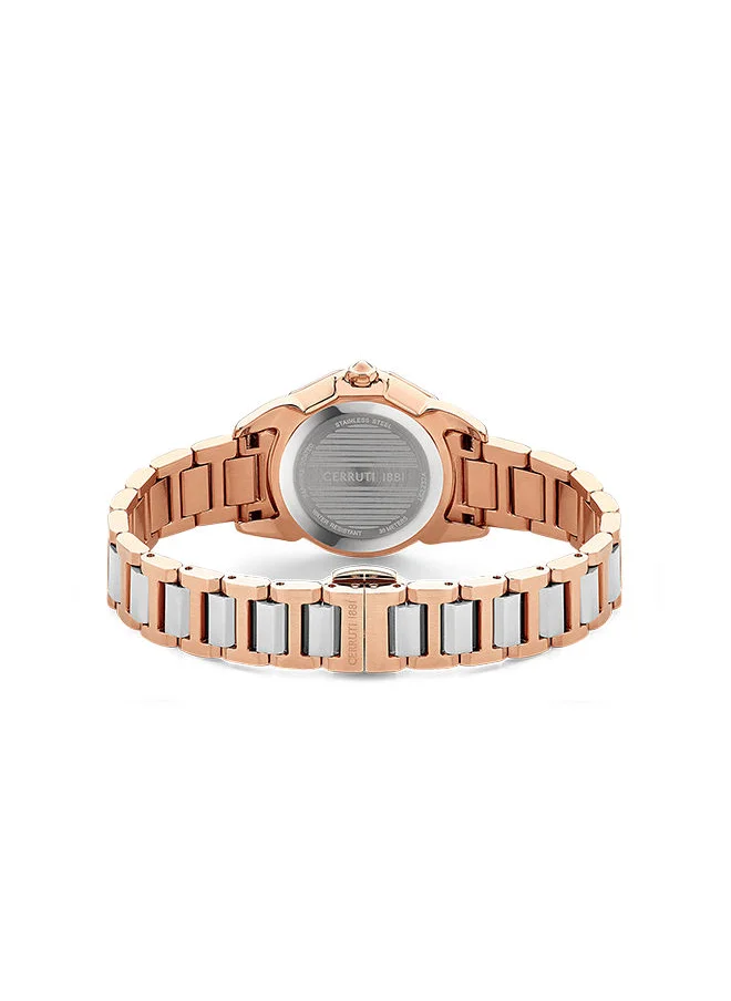 CERRUTI 1881 Womens Round Shape Stainless Steel Analog Wrist Watch CIWLG2232402 30 mm Rose gold