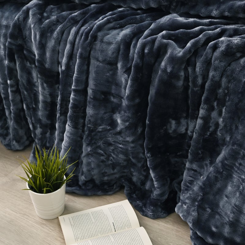 MORANO Lush Soft Blanket | Double Size 220x240 cm | Plush Bubble Texture 380 gsm | Color - Galaxy Blue | Ideal for Beds, Sofa or Travel - Image 3