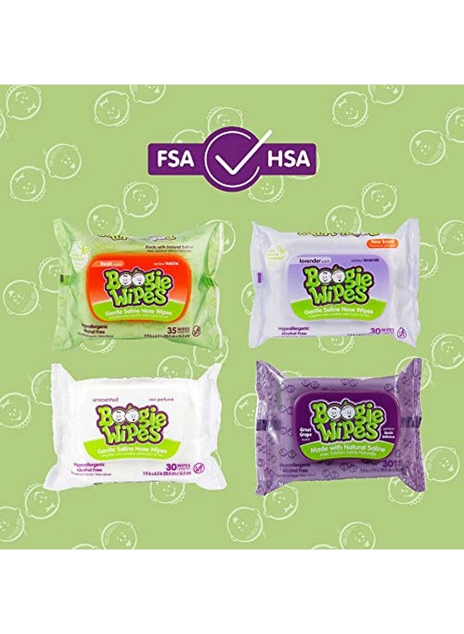Boogie Saline Nose Wipes by Boogie, for Baby & Kids, Face, Hand & Body, FSA/HSA Eligible, Made with Vitamin E, Aloe, and Natural Saline, Lavender Scent, 30 Count (Pack of 3) - Image 1