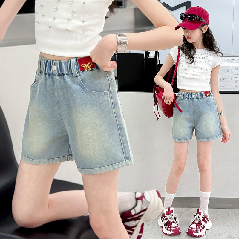 Girl'S Denim Shorts Summer Children'S Loose Denim Pants 2025 Arrival Korean Style Girl'S Summer Wear Thin - Image 2