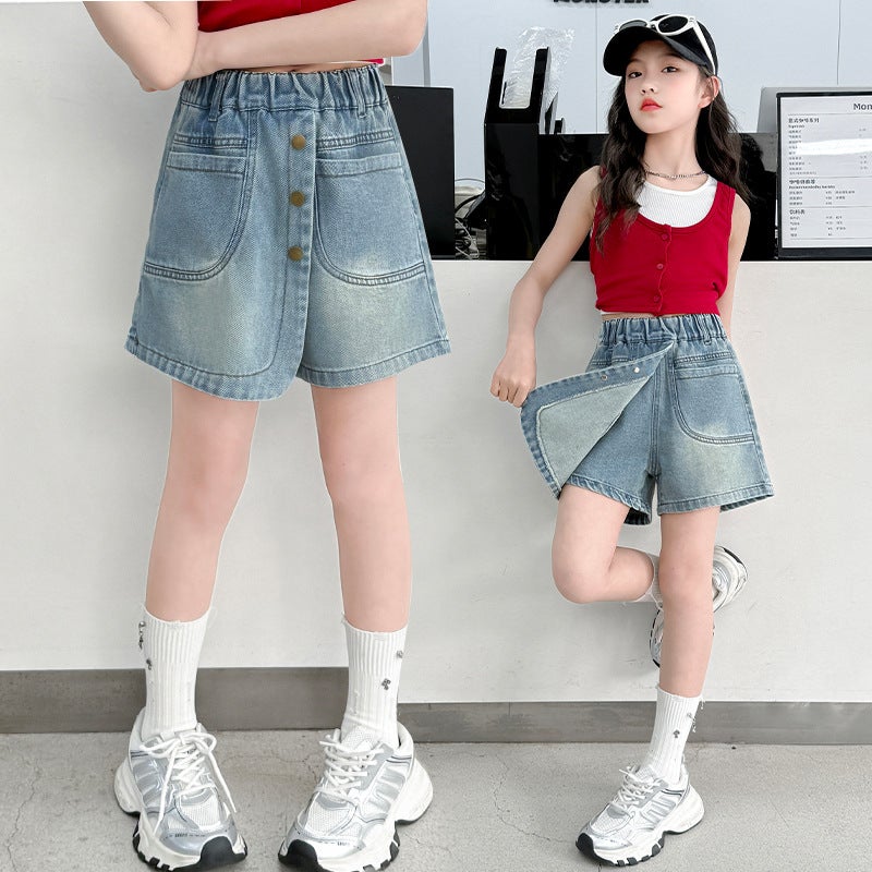 Girl'S Denim Shorts Summer Children'S Loose Denim Pants 2025 Arrival Korean Style Girl'S Summer Wear Thin - Image 3