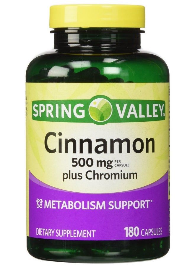 SPRING VALLEY - Cinnamon 500Mg Plus Chromium Twin Pack 2 Bottles Of 180 Capsules - Image 1