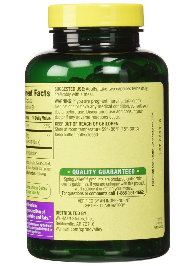 SPRING VALLEY - Cinnamon 500Mg Plus Chromium Twin Pack 2 Bottles Of 180 Capsules - Image 1