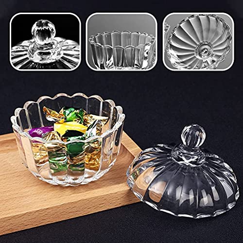 WRINGO Premium Crystal Candy Bowl, Decorative Cookie Jar With Lid, Jewelry Dish, Covered Candy Jar for Buffet, Kitchen, Office Desk, 400 Ml - Image 3