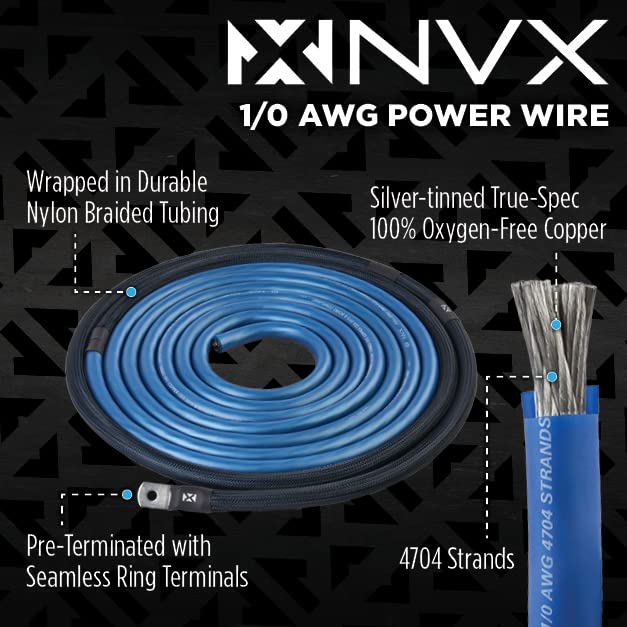 NVX True 1/0 Gauge AWG 100% OFC Complete Amplifier Wiring Kit with 2-Channel RCA Cable - XKIT02 - Image 2