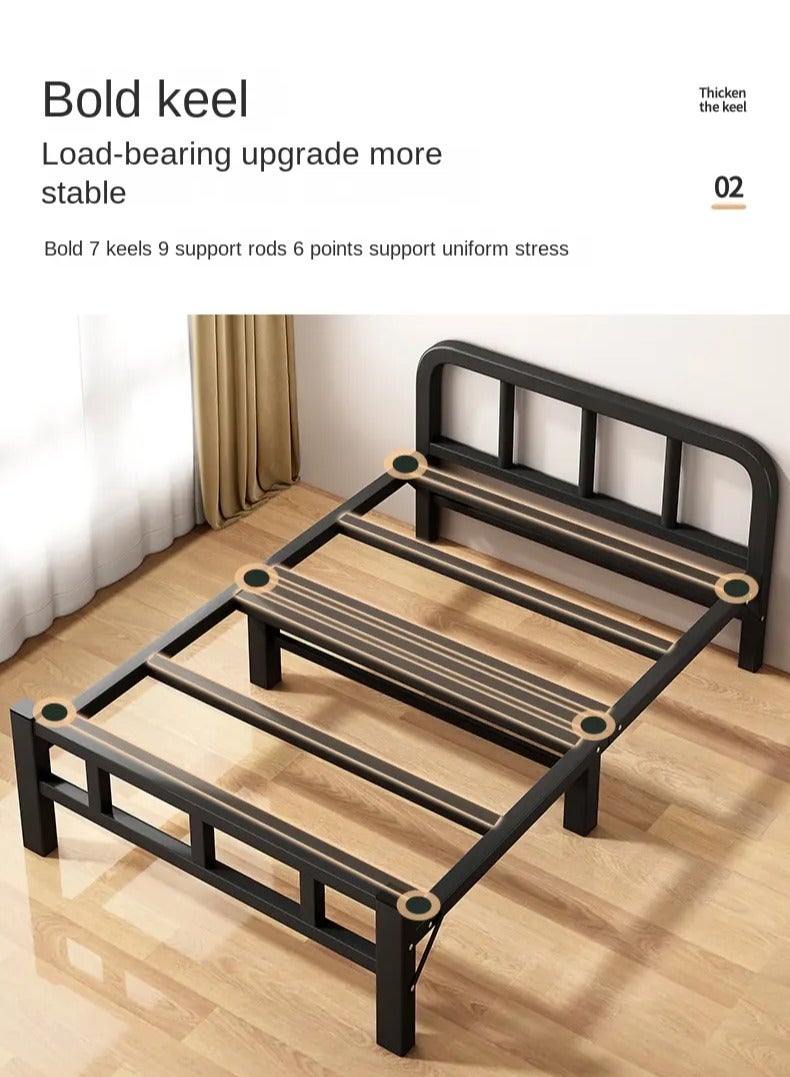 Generic Folding bed installation-free,plank bed, Portable Foldable Beds Strong Sturdy Frame,lunch break bed, simple bed, iron bed,Home and Office economy bed 100x190cm  - Image 5
