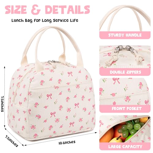 Bluboon Lunch Bag for Women Men Cute Corduroy Lunch Tote Bags Reusable Insulated Lunch Box Large Capacity Reusable Insulated Cooler for Work Picnic or Travel - Image 3