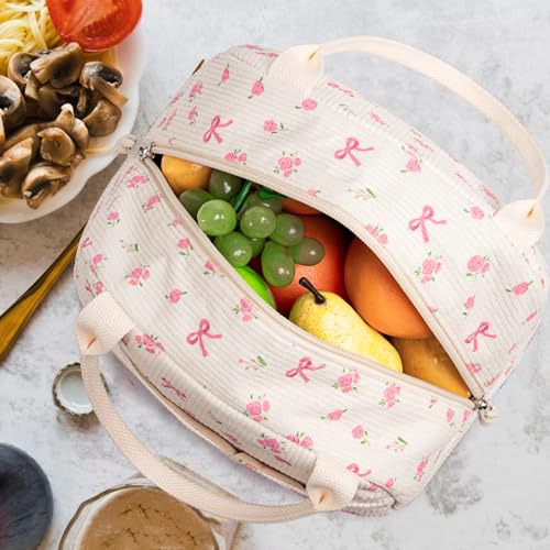 Bluboon Lunch Bag for Women Men Cute Corduroy Lunch Tote Bags Reusable Insulated Lunch Box Large Capacity Reusable Insulated Cooler for Work Picnic or Travel - Image 4