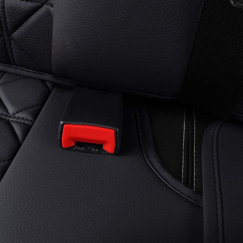 YIERTAI RAM Waterproof Faux Leather Rear Seat Cover for 2009-2026 Pickup Trucks - Black-Red - Image 4
