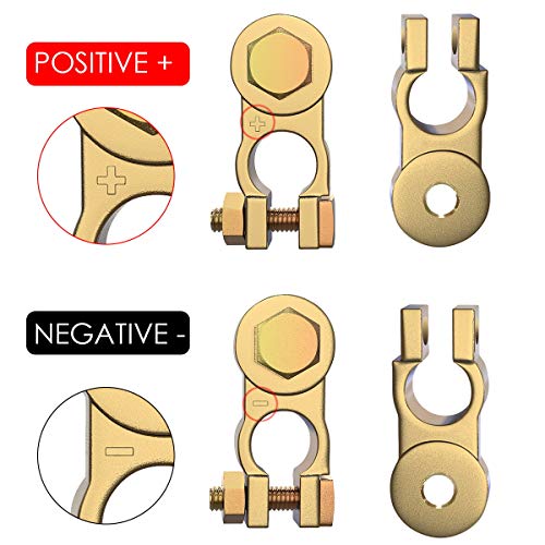 LEICESTERCN Battery Terminal Connectors Brass Copper Car Battery Terminal Ends Top Post Positive Negative Set for Auto Van Vehicle Marine Boat Camper Truck - Image 4