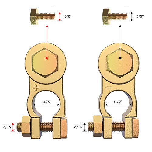 LEICESTERCN Battery Terminal Connectors Brass Copper Car Battery Terminal Ends Top Post Positive Negative Set for Auto Van Vehicle Marine Boat Camper Truck - Image 2