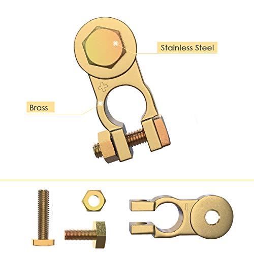 LEICESTERCN Battery Terminal Connectors Brass Copper Car Battery Terminal Ends Top Post Positive Negative Set for Auto Van Vehicle Marine Boat Camper Truck - Image 3