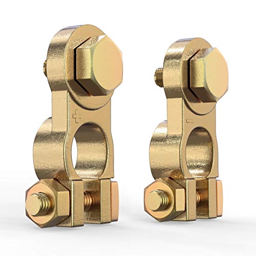 LEICESTERCN Battery Terminal Connectors Brass Copper Car Battery Terminal Ends Top Post Positive Negative Set for Auto Van Vehicle Marine Boat Camper Truck - Image 1