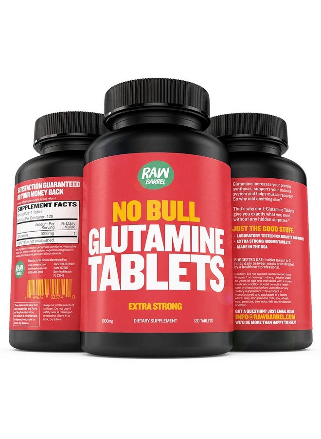 Raw Barrel - Glutamine Tablets With Natural Ingredients Pure Non Gmo Soy And Caffeine Free 120 L Glutamine Pills At 1000Mg Amino Acid Supplement - Image 1