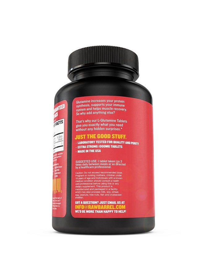 Raw Barrel - Glutamine Tablets With Natural Ingredients Pure Non Gmo Soy And Caffeine Free 120 L Glutamine Pills At 1000Mg Amino Acid Supplement - Image 1