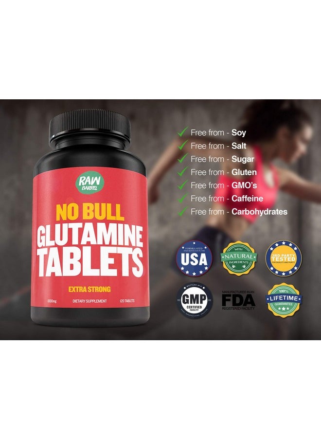 Raw Barrel - Glutamine Tablets With Natural Ingredients Pure Non Gmo Soy And Caffeine Free 120 L Glutamine Pills At 1000Mg Amino Acid Supplement - Image 1