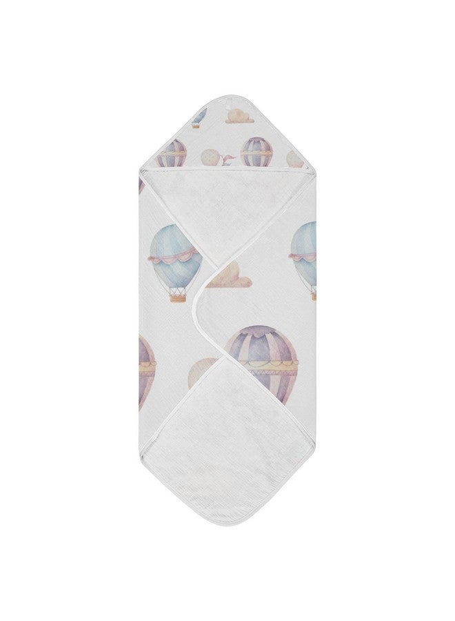 WELLDAY Watercolor Hot Air Balloon Baby Towel Ultra Soft Hooded Towels for Babies - Ultra Absorbent Cotton Bath Towels 30x30 Inch - Image 1
