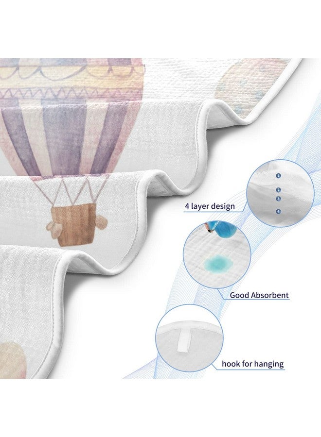 WELLDAY Watercolor Hot Air Balloon Baby Towel Ultra Soft Hooded Towels for Babies - Ultra Absorbent Cotton Bath Towels 30x30 Inch - Image 3