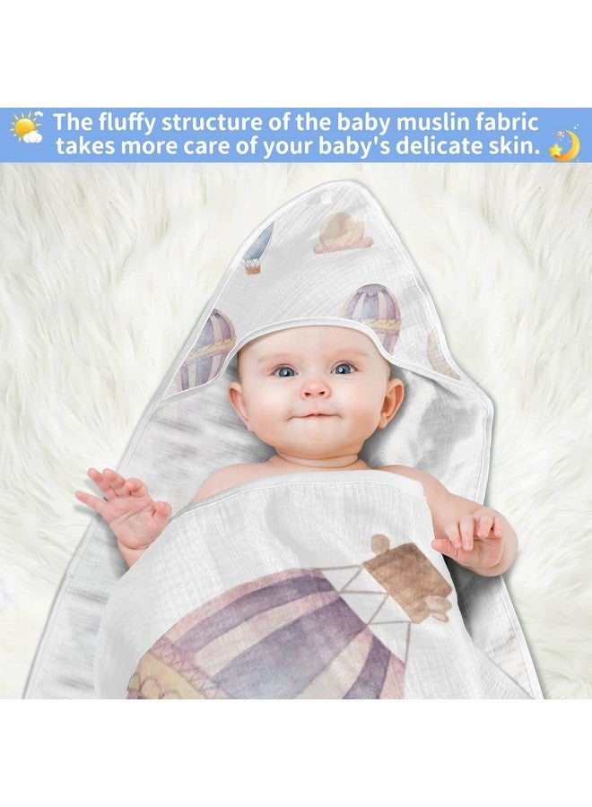 WELLDAY Watercolor Hot Air Balloon Baby Towel Ultra Soft Hooded Towels for Babies - Ultra Absorbent Cotton Bath Towels 30x30 Inch - Image 5