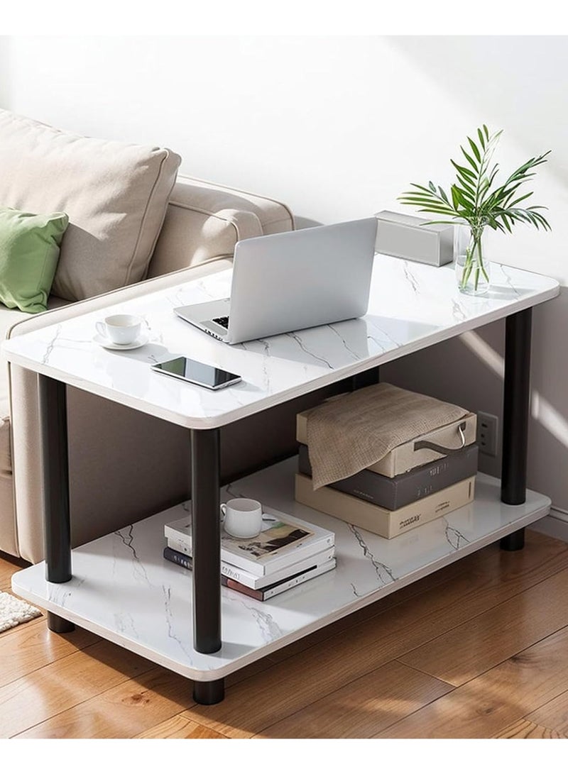 تابيت طاولة قهوة خشبية من طبقتين، طاولة عصرية للأريكة مع مساحة تخزين مفتوحة، طاولة وسط، مناسبة لغرفة المعيشة، المكتب، غرفة النوم، غرفة الاستقبال (60 × 30 × 53 سم) - Image 1