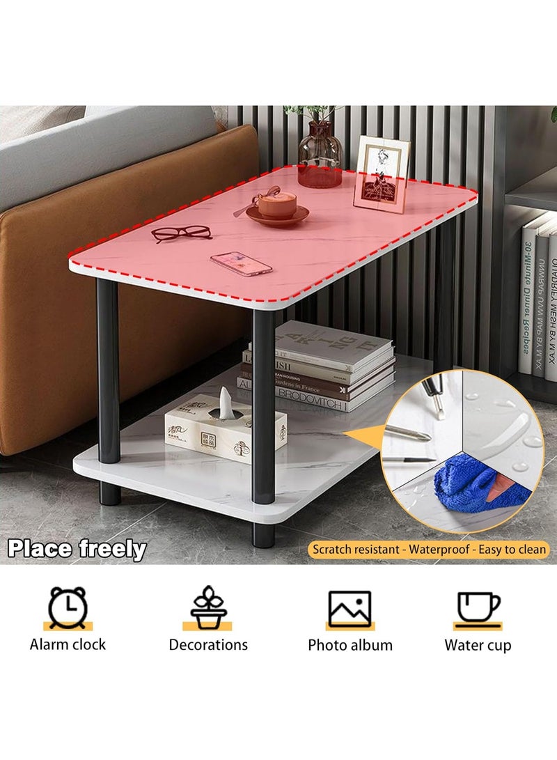 تابيت طاولة قهوة خشبية من طبقتين، طاولة عصرية للأريكة مع مساحة تخزين مفتوحة، طاولة وسط، مناسبة لغرفة المعيشة، المكتب، غرفة النوم، غرفة الاستقبال (60 × 30 × 53 سم) - Image 2