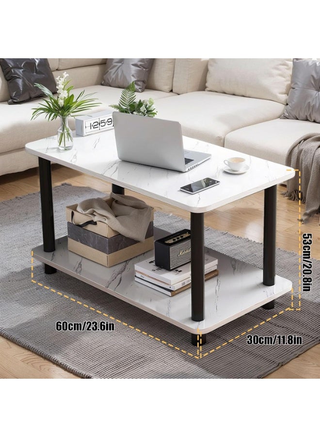 تابيت طاولة قهوة خشبية من طبقتين، طاولة عصرية للأريكة مع مساحة تخزين مفتوحة، طاولة وسط، مناسبة لغرفة المعيشة، المكتب، غرفة النوم، غرفة الاستقبال (60 × 30 × 53 سم) - Image 3