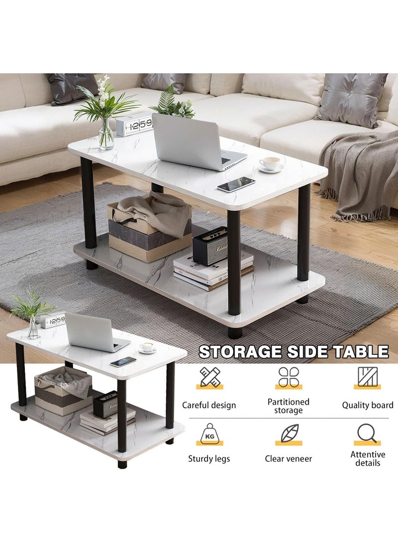 تابيت طاولة قهوة خشبية من طبقتين، طاولة عصرية للأريكة مع مساحة تخزين مفتوحة، طاولة وسط، مناسبة لغرفة المعيشة، المكتب، غرفة النوم، غرفة الاستقبال (60 × 30 × 53 سم) - Image 4