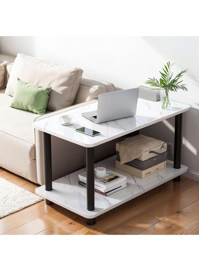 تابيت طاولة قهوة خشبية من طبقتين، طاولة عصرية للأريكة مع مساحة تخزين مفتوحة، طاولة وسط، مناسبة لغرفة المعيشة، المكتب، غرفة النوم، غرفة الاستقبال (60 × 30 × 53 سم) - Image 5