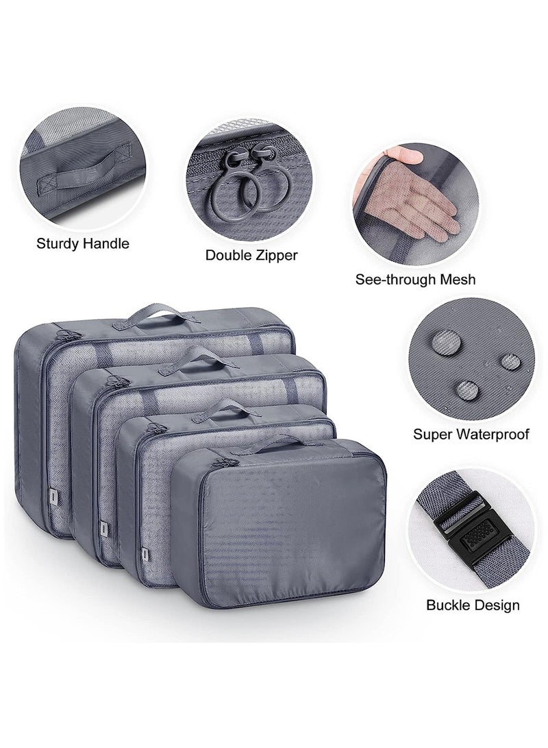 rayze Packing Cubes, 7 Set Travel Storage Bags for Clothes, Lightweight Luggage Travel Packing Organizers for Clothing Sorting, Travel Accessories (Grey) - Image 2