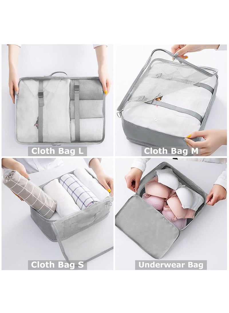 rayze Packing Cubes, 7 Set Travel Storage Bags for Clothes, Lightweight Luggage Travel Packing Organizers for Clothing Sorting, Travel Accessories (Grey) - Image 3