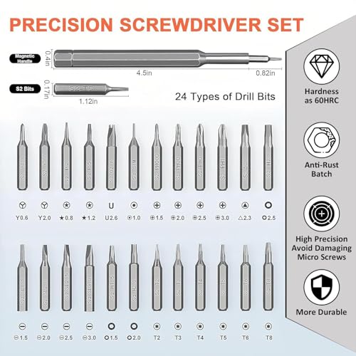 Rexez 24 in 1 Mini Screwdriver's Set with Case, Small Screwdriver Set's of Flathead and Phillips, Screwdrivers Magnetic Micro Screwdriver Kit, Screwdriver Set for Electronics - Image 5