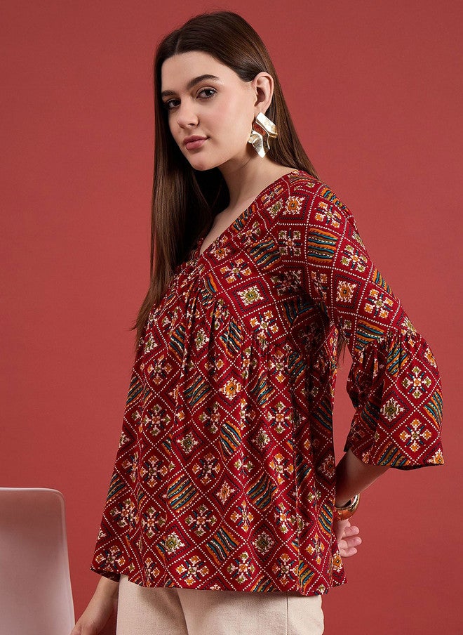 Baizee بلوزة مزهرة مارونية من Routes by All About You - Image 4