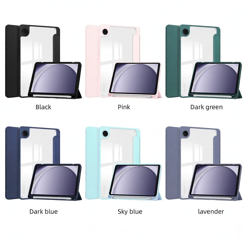 8.7/11-Inch Tablet Case For Samsung Galaxy Tab A9(SM-X110 / SM-X115) / A9 plus(X210/ SM-X216 / SM-X218) with Pen Slot / Wake Up Function Tri-folding Transparent Tablet Case - Image 3