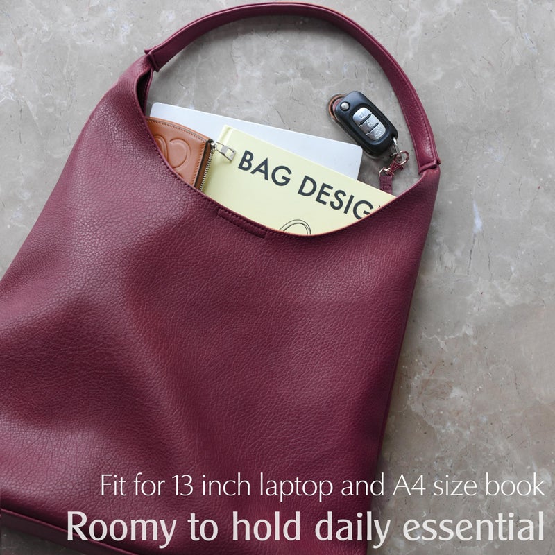 Hoxis Hobo Bags for Women Soft Vegan Leather Shoulder Handbag Slouchy Tote Purses (Dark Red) - Image 5
