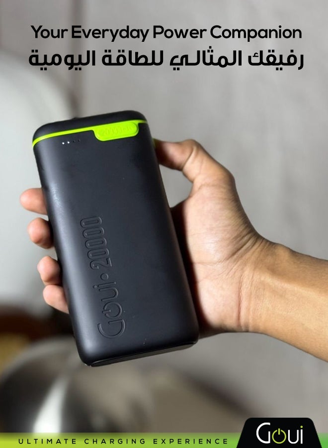 Goui 20000 mAh Kigo Power Bank Portable Charger – Simultaneous Charging for Smartphones, Tablets, Gaming Devices, Bluetooth & More – Compact, Travel-Friendly Design for On-the-Go Power Anywhere - Black - Image 2