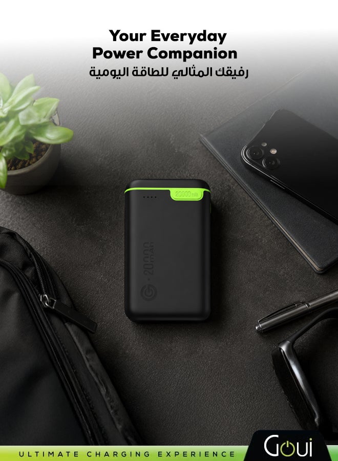 Goui 20000 mAh Kigo Power Bank Portable Charger – Simultaneous Charging for Smartphones, Tablets, Gaming Devices, Bluetooth & More – Compact, Travel-Friendly Design for On-the-Go Power Anywhere Black - Image 2