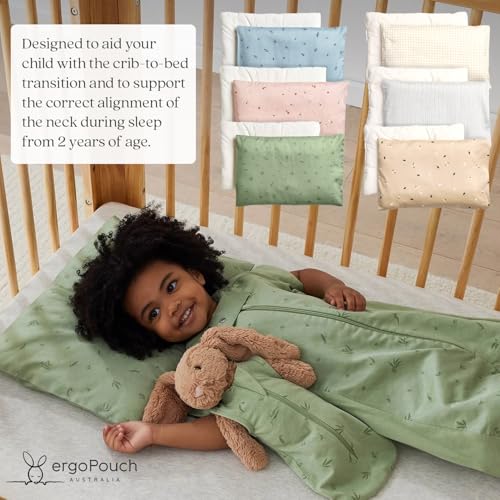 ergoPouch Organic Toddler Pillow and Cover LowProfile 1 Design for Proper Neck Alignment Soft Durable GOTSCertified Cotton Machine Washable Breathable Gentle on Skin Willow - Image 3