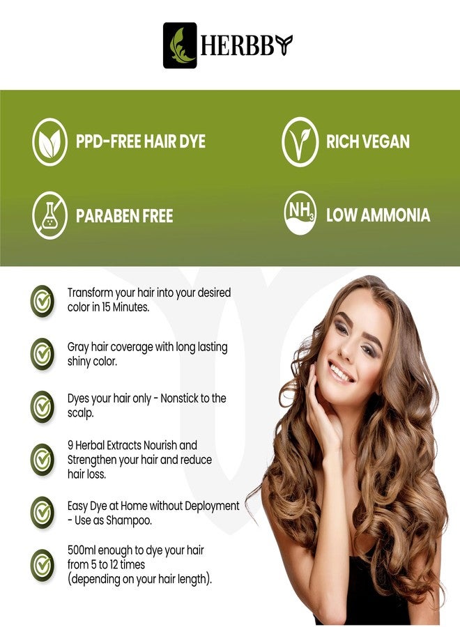 HERBBY Hair Color Shampoo for Gray Hair Coverage&Color Transform with 9 Herbal Extracts -Long Lasting(6-8 Weeks),Shiny,Evenly Colored,Instant Hair Dye Shampoo&Conditioner, 500 Ml (LIGHT BROWN COLOR) - Image 3
