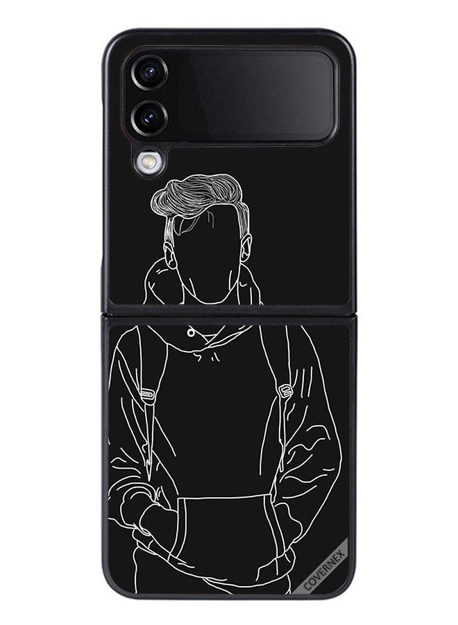 Covernex Protective Case Cover For Samsung Galaxy Z Flip 4 Sketch Of Jacket Boy - Image 1