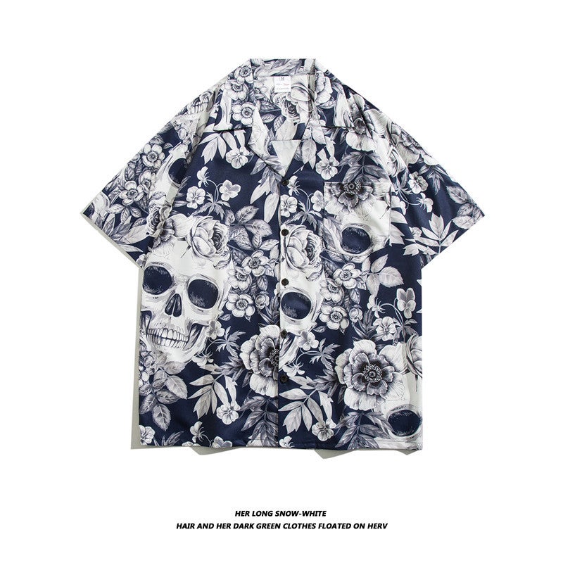 Thai Style Floral Shirt Mens Summer Trendy Brand Trendy Ruffian Handsome Short-sleeved plus size Loose Couples Ice Silk Quick-drying Beach Shirt 1341 - Image 4