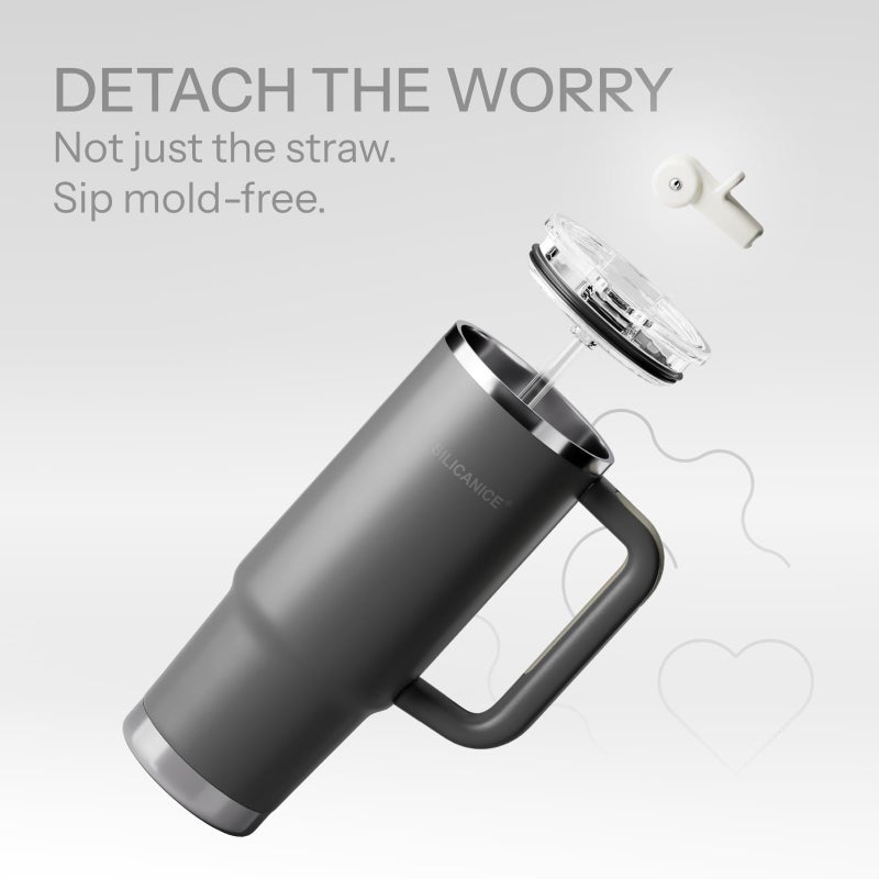 SILICANICE Easy Clean Pro Tumbler - 30 Oz Water Bottle With Handle & Quick-Disassemble Flip Straw  Leak Resitance Double Wall Insulated Stainless Steel  Dishwasher Safe  Bpa-Free Gifts For Women & Men - Image 5