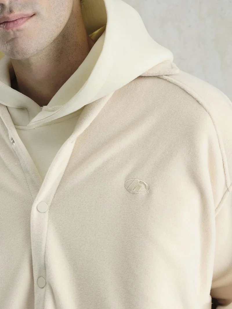 جيستو GIESTO Oversized Plush Shirt with Snap Closure