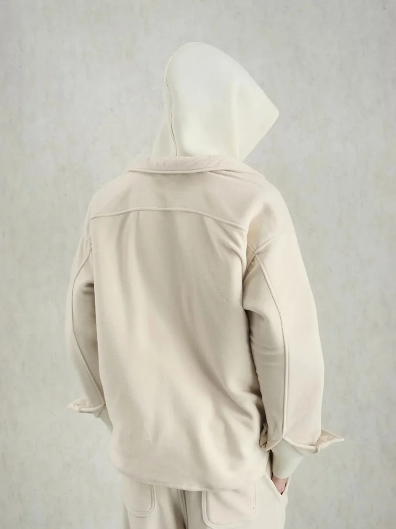 Giesto Beige Natural GIESTO Oversized Plush Shirt with Snap Closure for Men | Best Price UAE